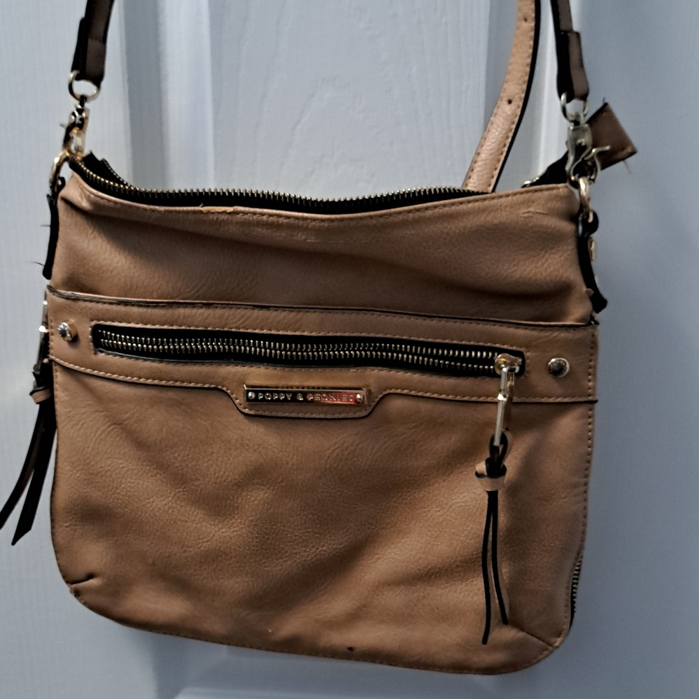 Poppy And Peonies Tan Purse